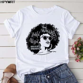 Nauja vasaros Afro Mergina Afrikos Žemėlapis Plaukų Karūna Viršuje moteriški Marškinėliai Melanino Karalienė Moterų marškinėliai mados atsitiktinis Tees Tumblr marškinėlius