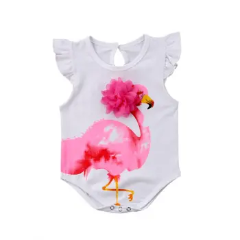 Naujagimio Bamblys Kūdikių Mergaičių Flamingo Romper Komplektus Drabužių Sunsuit