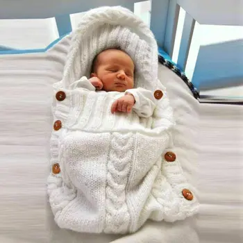 Naujagimiui Kūdikių Antklodė Mezgimo Mygtuką Nėrimo Žiemą Šiltas Suvystyti Wrap Miegmaišiai