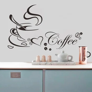Naujai sukurta Kavos Puodelį, Romantiškas Vaizdas Siena Lipdukas Vinilo Namų Miegamojo Puošimas Cool #84319