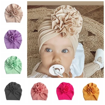 Naujas 1PCS Gėlių Kūdikių Skrybėlę Naujagimių Elastinga Kūdikių Turbaną Skrybėlės, Mergaitėms Medvilnės Vaikai Vaikai Beanie Kepurė galvos Apdangalai, Plaukų Aksesuarai