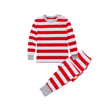 Naujas 2019 Kalėdų Pižama PJs Rinkiniai Kalėdos Šeimos Drabužių Nustatyti Sleepwear Naktiniai Drabužiai Dryžuotas Viršūnes Kelnės
