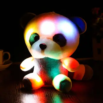 Naujas 25-30cm Didelis, Mielas LED Panda Bear Spindinčią Tamsoje Įdaryti Lėlės Spalvinga, Mirksėti Lokys Apkabinti Pliušinis Vaikas Žaislą Dovanų