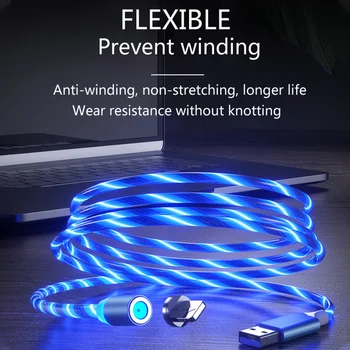Naujas 3 in 1 USB Laidas Naujas 360° USB LED Teka Magnetinis Įkroviklis Įkroviklio Telefono Įkrovimo Kabelis