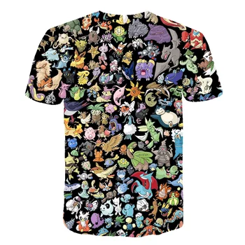 Naujas 3D baby Vaikų Animacinių filmų Pokemon marškinėliai Vaikų Berniukų Anime T Shirt O-Kaklo Drabužius 2020 Metų Vasaros Mados atsitiktinis Viršūnės