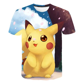 Naujas 3D baby Vaikų Animacinių filmų Pokemon marškinėliai Vaikų Berniukų Anime T Shirt O-Kaklo Drabužius 2020 Metų Vasaros Mados atsitiktinis Viršūnės