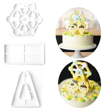 Naujas 3Pcs/Set 3D velnio Ratas Cookie Cutter Minkštas Pyragas Kepimo Įrankis Pelėsių Tortas Dekoro Formų Įspaudų Kepimo Pyragai, bandelės, Pelėsių