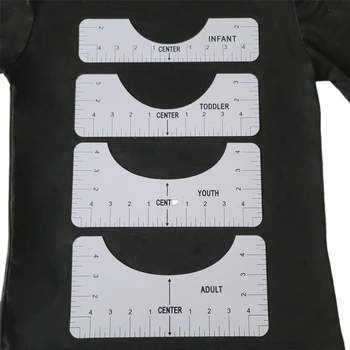 Naujas 4 Vnt/set T-shirt Derinimas Valdovas orientuoti T-shirt Dizainas Mados Valdovų Dydžio Diagramos Suaugusiųjų Jaunimo Bamblys