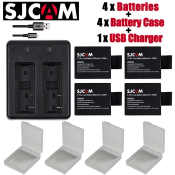 Naujas 4pcs SJCAM sj4000 eken H9 GIT-LB101 GIT BATERIJA sj5000 sj6000 sj7000 SJ8000 SJ9000 baterija +Dual USB įkroviklis