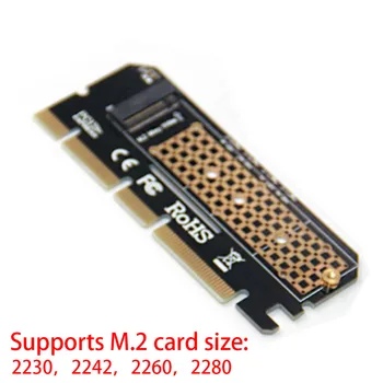 Naujas atvykimo aliuminio lydinio korpuso Led Plėtros Kortelę ar Kompiuterio Adapteris Sąsaja M. 2 NVMe SSD Į PCIE 3.0 X16