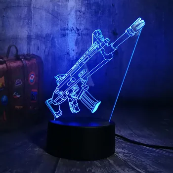 NAUJAS Cool Battle Royale Žaidimas PUBG TPS SCAR-L Šautuvas LED Nakties Šviesos Stalo Lempos RGB 7 Spalvos, Berniukai, Kids Žaislų Namų Dekoro Kalėdų Žaislai