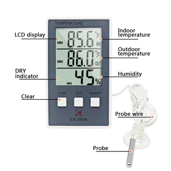 Naujas LCD ekranas Skaitmeninė Oro Stotis Termometras su Drėgmėmačiu Į/Iš Temperatūros Matuoklis Patalpų Drėgmės Matuoklis su Temperatūros Jutiklis