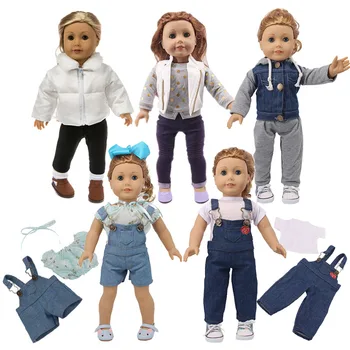 Naujas Lėlės 2vnt=Drabužius+Kelnės Mados Nustatyti Tinkami 18 Colių American Doll&43 Cm Gimęs Kūdikis Mūsų Kartos Gimtadienio Mergina 