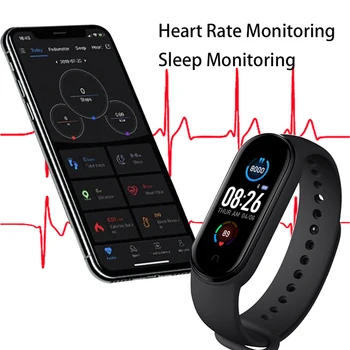 Naujas M5 Spalvotas Ekranas, Smart Apyrankė Širdies Ritmo Monitorius Fitneso Aktyvumo Seklys Smart Juosta Kraujo Spaudimas Muzikos Nuotolinio Valdymo