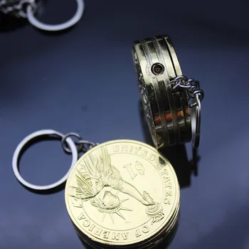 Naujas Metalo Nemokamai Gaisro Butano Lengvesni Keychain Kūrybos Kompaktiškas Dujų Degiklio Pripūstos Jet Pakabukas Monetos Baro Vienas Doleris Dovana Key Chain