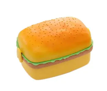 Naujas Mielas Hamburger Dvigubo Lygio Priešpiečių Dėžutė Mėsainiai Bento Box Lunchbox Vaikų Mokyklos Maisto Konteineris Stalo Rinkinys su Šakutės Vaikai