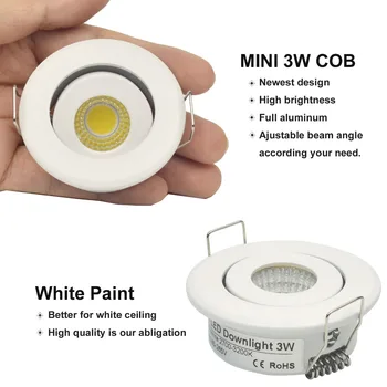 NAUJAS Mini 3W 5W 10W COB LED Downlight Pritemdomi Embedded Lempa Spot Light geriausiai tinka lubų, namų, biuro, viešbučio 110V, 220V