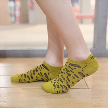 Naujas moterų leopard raštuotas trumpas medvilnės kojinės laukinių mados vasaros kulkšnies kojinės mielas mergaičių juokinga literatūros meno kojinės dropship