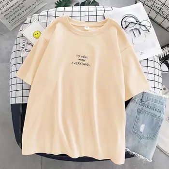 Naujas Moterų trumpomis Rankovėmis marškinėliai Moterims korėjos Stiliaus Prarasti Harajuku Laiškas Išspausdintas Prašmatnus Tiesiog Visas rungtynes, Ulzzang Laisvalaikio