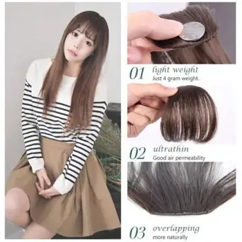 Naujas Moterų Įrašą Kirpčiukai Plaukų Pratęsimo Pakraštyje Hairpieces False Sintetinių Plaukų Clips Priekiniai Tvarkingas Bang SCI88