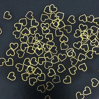 Naujas Nagų Dizaino Tuščiaviduriai Širdies 100vnt 3D Nagų Lipdukai Lydinio Nagų Dailės Kniedės Aukso Metalo Smeigės Nagų Priedai Apdaila
