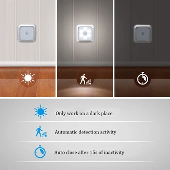 Naujas Naktį Šviesos Smart Judesio Jutiklis Naktį LED Lempa su baterijomis, WC, Naktiniai staleliai, Lempa Kambario, Prieškambario Kelias Tualetas naktinė lempa