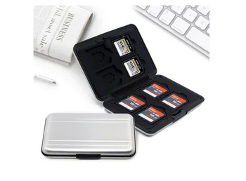 NAUJAS Nešiojamas Juodo Aliuminio Atminties Kortelę Atveju 16 Lizdus (8+8) Micro SD SD/ SDHC/ SDXC Kortelės Saugojimo Turėtojas Naują Kortelę Atveju