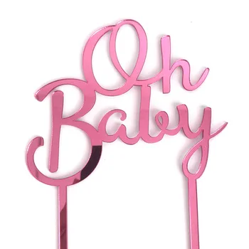 Naujas OH Baby Akrilo Tortas Topper Auksas, Sidabras Vestuvių Cupcake Topper Šaligatvio Vaikams Gimtadienio Tortas, Papuošimai Baby Shower