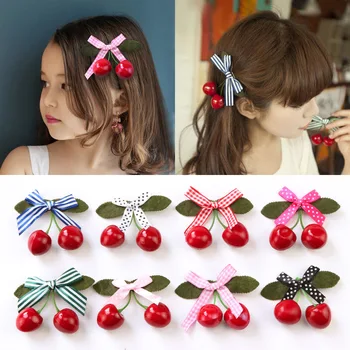Naujas Plaukų Clips Vaikų Mergaičių Red Cherry Plaukų Segtukai Už Pinup Derliaus Šalis Vaction Plaukų Aksesuarai Moterims, Barrettes Korėjos Stiliaus