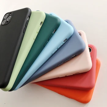 Naujas Saldainių Spalvos, pilnos Apsaugos objektyvo Minkštas Telefono dėklas Skirtas iPhone 11 Pro Max XR 7 8 Plus X XS Vidurnakčio Žalios Silikoninis Galinio Dangtelio