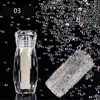 Naujas stilius 1 Butelis Mini Ikrai Karoliukai, Kristalų Mažų Cirkonio Stiklo Mikro Granulių 3D Blizgučiai Nagų Dailės Papuošalai
