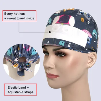 Naujas surgicals skrybėlę Karikatūrų spausdinimas, skrybėlės, reguliuojamo Ilgio plaukų Šveitimas bžūp grožio salonas slaugos bžūp laboratorija 