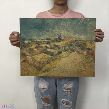 Naujas Van Gogh Monet naftos Plakatas senovinių Klasikinių Kraftpopieris Plakatas, Tapyba Sienų Lipdukai Namų dekoro