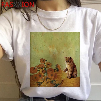 Naujas Van Gogh Van Goghing Van Dingo Estetinės Marškinėliai Moterims Juokingas Animacinių filmų Harajuku T-shirt Ullzang Meme Marškinėlius 90s Viršuje Tees Moteris