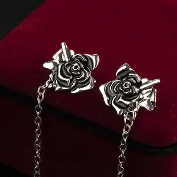 Naujas Vintage Emalio Rose Sagė pin Kutas Grandinės Sagės Marškinių Apykaklės Adata Atlapas Pin Vyrų ir Moterų Papuošalai, Dovanos