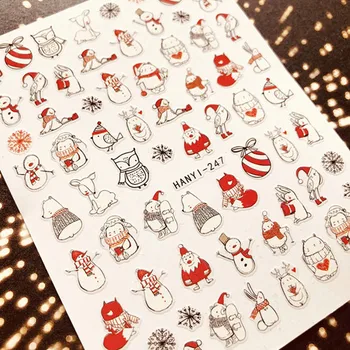 Naujausias Kalėdos, Kalėdos Baltos Sniego Dizaino Dovanų 3d Nagų Dailės Lipdukai, Decal šabloną 