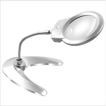 Nauji apšviesta didinamasis stiklas clip-on desktop LED stalo lempa skaitymui diamond tapybos įrankis papuošalai didinamojo stiklo, metalo žarna didinamąjį