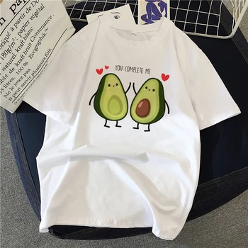 Nauji karšto pardavimo spausdinti kawaii animacinių filmų T-shirt moterims, atsitiktinis grafika avokadų avokado trumparankoviai marškinėliai moterims vasaros T-shirt