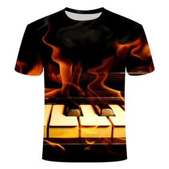 Nauji vyriški 3D atspausdintas T-Shirt tendencija roll marškinėlius Muzikos gitara Elastinga, Kvėpuojanti Vasaros Amerikos Atsitiktinis orkestro grupė T-Shirt