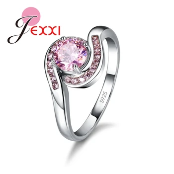 Naujo Dizaino Rožinis Kubinių Zirconia Žiedas Mados 925 Sterlingas Sidabro Moterų Vestuvių Dalyvavimo Šalies Papuošalai Saldus Meilužio Dovana