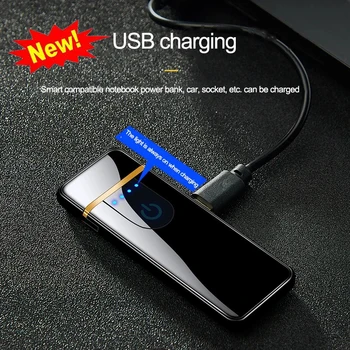 Naujovė Elektros Palieskite Jutiklio Kietas Lengvesni USB Įkrovimo Nešiojami Vėjo žiebtuvėliai Namų Rūkymo Reikmenys