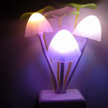 Naujovė Grybų Grybas, Naktį Šviesos ES ir JAV Plug Šviesos Jutiklis 220V 3 LED Spalvinga Grybų Lempa Led Naktį Žibintai