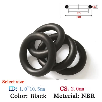 NBR Tarpiklis O-žiedas CS 2.0 mm ID1.0-10.5 mm Šnabždėti, Gumos, Plastiko O-Žiedas naftos ir atsparus vandeniui sandarinimo kino tarpiklis Silikono Sandarinimo Žiedas