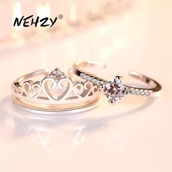 NEHZY 925 sterlingas sidabro naujų papuošalų mados moters vyras atidarymo žiedas dovana jubiliejų, vestuvių, sužadėtuvių karūna pora žiedas