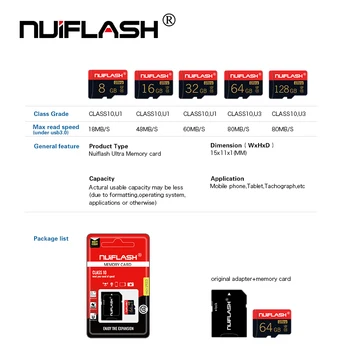 Nekilnojamojo Talpos Micro SD kortelę 64GB 32GB TF Flash kortelės 10 Klasė 8gb 4gb Didelės spartos Atminties Kortelės 16GB flash kortelės žemėlapis mažmeninė pakuotė