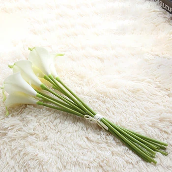 Nekilnojamojo Touch Dirbtiniais Calla Lily Dirbtinių Gėlių Netikrą Balta Nuotakos & Bridesmaid Puokštė Gėlių Kompozicijų Namų Dekoro Vestuvių Gėlių