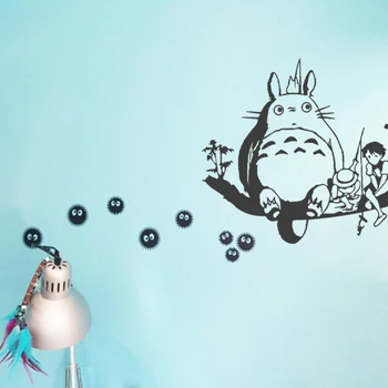 Nemokamas pristatymas Mielas Kawaii Vinilo Sienos Anime Lipdukai - Ghibli Totoro - Suodžių Animacinius Sienos Meno Aplikacijos Lipdukai Anime Apdaila