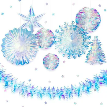 Neon Filmas 3D Snaigės Kalėdų Dekoracijas Namų Puošybos Navidad Medžio Netikras Sniegas Girliandas Žiemą Šaldytos Šalies Prekių
