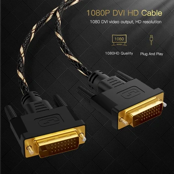 Nerijos DVI 24+1 DVI Kabelis, 1080P TV PS3 Loptap PCProjector Auksą, Padengtą Vyrų Vyrų Adapteris 0,5 m 1m 1,8 m 3m 5m 10m, 15m