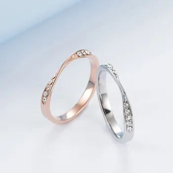 Nerūdijančio Plieno Mobius Vestuvinį Žiedą, Romantiškas Kubinis Cirkonis Pora Žiedas, skirtas Moterims, Vyrams, Aksesuarai